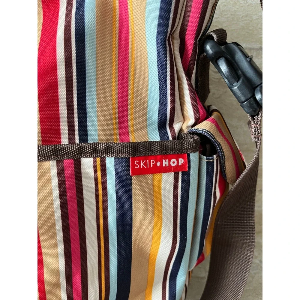 Skip Hop Duo Baby Diaper Bag Unisex Multi Color Striped Canvas Messenger Travel